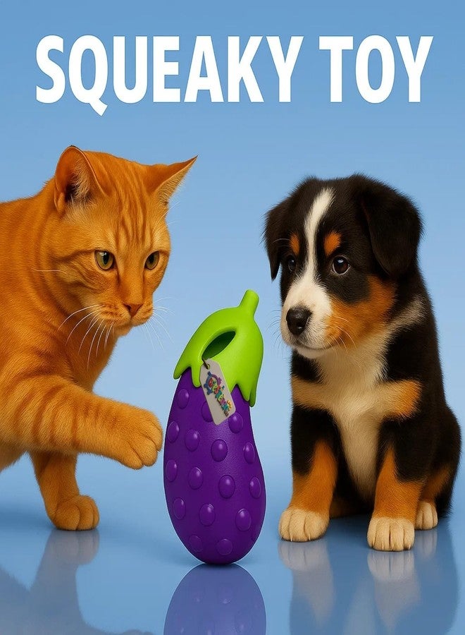 ويستيرن إرا لعبة صرير على شكل باذنجان للكلاب من العصر الغربي | تصميم مطاطي على شكل باذنجان للمضغ | صفارة مدمجة للمرح | سطح ناعم للجراء في مرحلة التسنين | لعبة تنظيف الأسنان | لعبة تفاعلية للعب والجلب (النوع 4) - Image 2